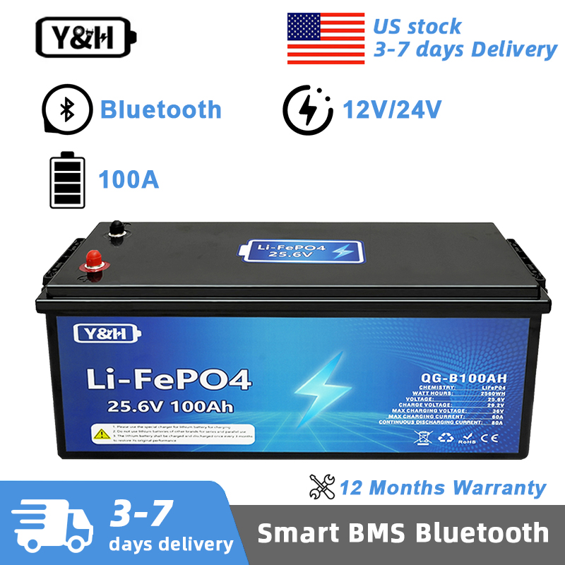Lifepo4 12V 100Ah Bms Bluetooth - [توصيل محلي] بطارية ليثيوم فوسفات الحديد