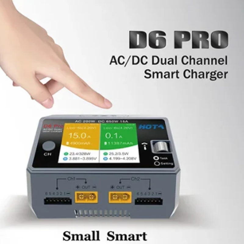 شاحن بطارية لاسلكي ثنائي القنا - مراجعة Hota D6 Pro Dual Lipo Charger وسعره