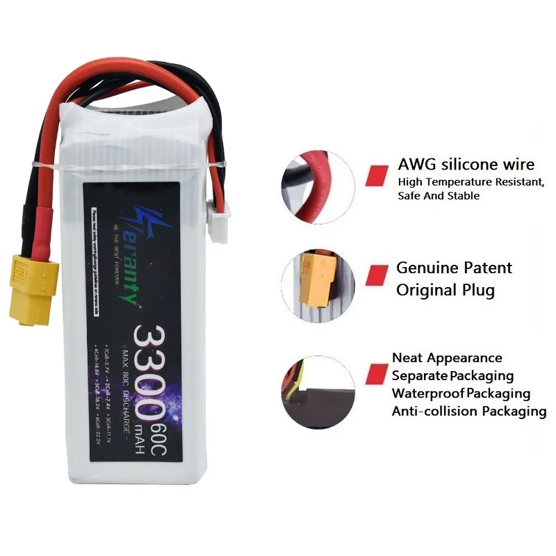 بطارية ليثيوم بوليمر 14.8 فولت - مراجعة 4S Lipo Battery 14.8V 6000Mah وسعره