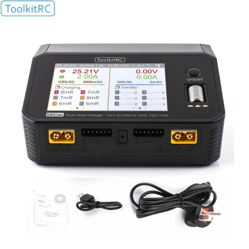 شاحن وتفريغ ذكي ثنائي القناة T - مراجعة Toolkitrc M6Dac Smart Charger وسعره