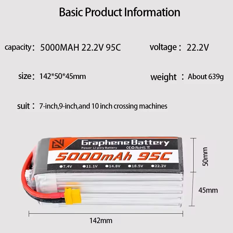 بطارية ليثيوم بوليمر 6S 5000 م - مراجعة 6S Lipo Battery 22.2V 5000Mah وسعره